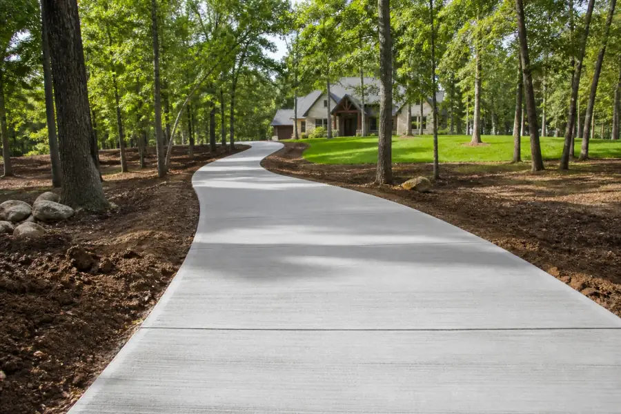 Residential concrete driveway installation