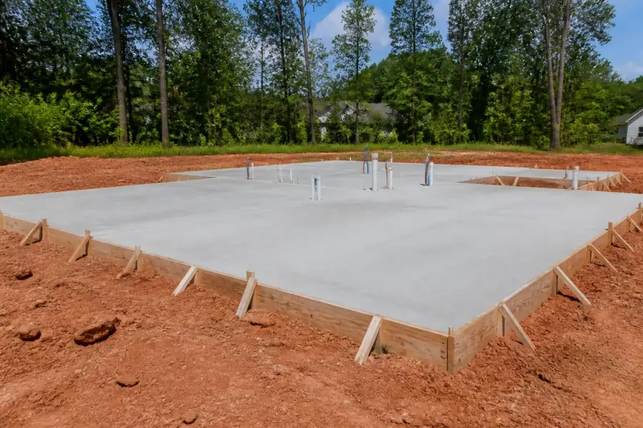 Residential house slab foundation pour