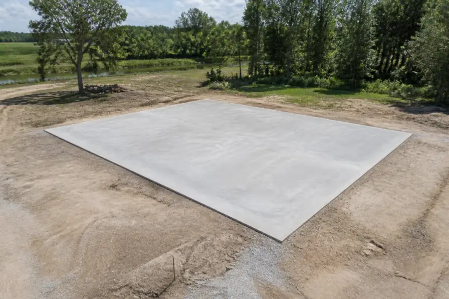 Concrete shop pad installation